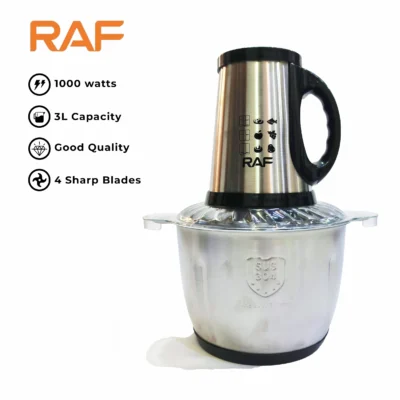 RAF Food Processor & Veg + Meat Chopper R.7032 - 3 Litre Steel Bowl - 1000W